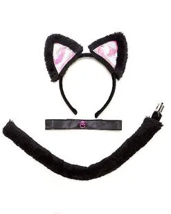 Spirit Halloween Black And Pink Cat Costume Kit -Halloween Clothing Theme Store 00186742 c
