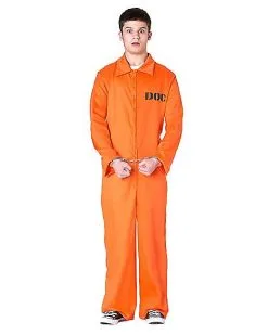 Spirit Halloween Adult Department Of Corrections Prisoner One Piece Costume -Halloween Clothing Theme Store 00580787 a