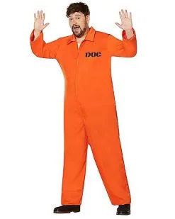 Spirit Halloween Adult Department Of Corrections Prisoner One Piece Costume -Halloween Clothing Theme Store 00580803 g
