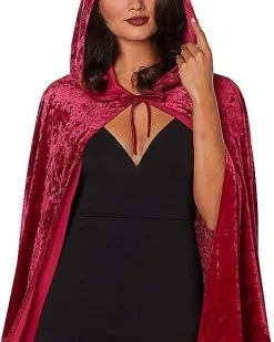 Spirit Halloween Burgundy Hooded Cape -Halloween Clothing Theme Store 00763391 c