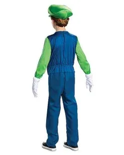 Spirit Halloween Kids Luigi Costume Deluxe- Mario Bros. -Halloween Clothing Theme Store 01196583 b