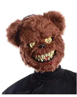 Spirit Halloween Brown Scary Teddy Bear Half Mask -Halloween Clothing Theme Store 01224898 d