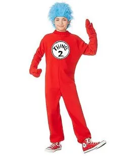 Spirit Halloween Kids Thing 1 And Thing 2 One Piece Costume - Dr. Seuss -Halloween Clothing Theme Store 01254069 c