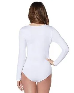 Spirit Halloween Long Sleeve White Bodysuit -Halloween Clothing Theme Store 01263854 b