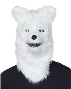 Spirit Halloween Moving Mouth White Wolf Full Mask