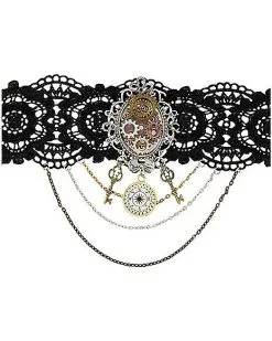 Spirit Halloween Steampunk Heart Charm Choker Necklace -Halloween Clothing Theme Store 01272749 b