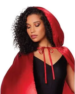 Spirit Halloween Red Satin Hooded Womens Cape -Halloween Clothing Theme Store 01277581 c