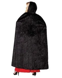 Spirit Halloween Black Velvet Hooded Womens Cape 6 Spirit Halloween Black Velvet Hooded Womens Cape -Halloween Clothing Theme Store 01279561 b