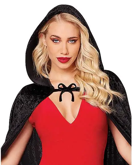 Spirit Halloween Black Velvet Hooded Womens Cape 5 Spirit Halloween Black Velvet Hooded Womens Cape - Image 3