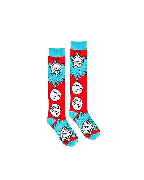 Spirit Halloween Thing 1 And 2 Knee High Socks - Dr. Seuss 3 Spirit Halloween Thing 1 And 2 Knee High Socks - Dr. Seuss