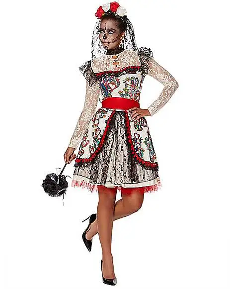 Spirit Halloween Adult Sugar Skull Bride Costume 5 Spirit Halloween Adult Sugar Skull Bride Costume - Image 3