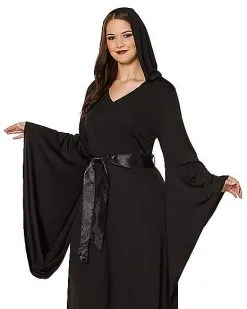 Spirit Halloween Adult Black Hooded Dress 9 Spirit Halloween Adult Black Hooded Dress -Halloween Clothing Theme Store 01346998 d