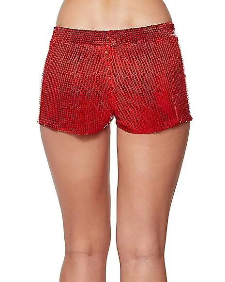 Spirit Halloween Adult Red Sequin Shorts 4 Spirit Halloween Adult Red Sequin Shorts - Image 2