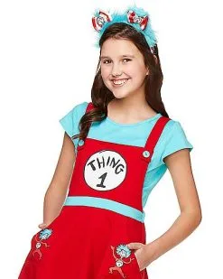 Spirit Halloween Tween Thing 1 And 2 Jumper Dress Costume - Dr. Seuss -Halloween Clothing Theme Store 01369214 c