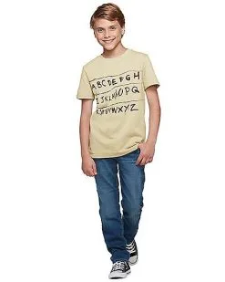 Spirit Halloween Kids Stranger Things Alphabet Wall T Shirt - Stranger Things -Halloween Clothing Theme Store 01381797 e