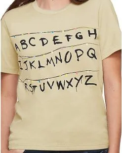 Spirit Halloween Adult Alphabet Wall T Shirt - Stranger Things -Halloween Clothing Theme Store 01381979 c