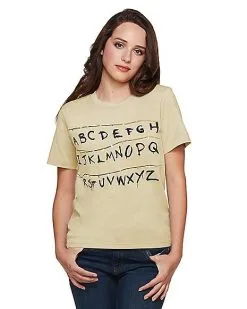 Spirit Halloween Adult Alphabet Wall T Shirt - Stranger Things -Halloween Clothing Theme Store 01381979 d
