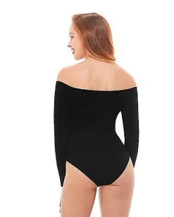 Spirit Halloween Off The Shoulder Black Bodysuit -Halloween Clothing Theme Store 01392307 b