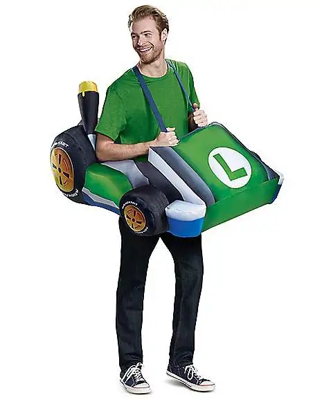 Spirit Halloween Adult Luigi Kart Inflatable Costume - Mario Kart 3 Spirit Halloween Adult Luigi Kart Inflatable Costume - Mario Kart