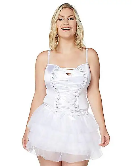 Spirit Halloween Front Lace-Up Corset - White 6 Spirit Halloween Front Lace-Up Corset - White - Image 4