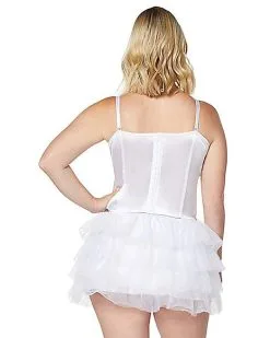 Spirit Halloween Front Lace-Up Corset - White 12 Spirit Halloween Front Lace-Up Corset - White -Halloween Clothing Theme Store 01394600 b