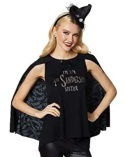 Spirit Halloween Fourth Sanderson Sister Caped T Shirt - Hocus Pocus -Halloween Clothing Theme Store 01400647 b