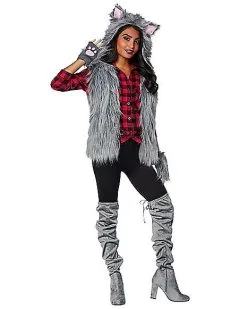 Spirit Halloween Adult Faux Fur Wolf Vest 8 Spirit Halloween Adult Faux Fur Wolf Vest -Halloween Clothing Theme Store 01401173 c
