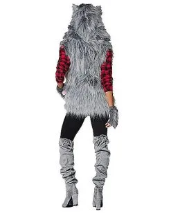 Spirit Halloween Adult Faux Fur Wolf Vest 9 Spirit Halloween Adult Faux Fur Wolf Vest -Halloween Clothing Theme Store 01401173 d