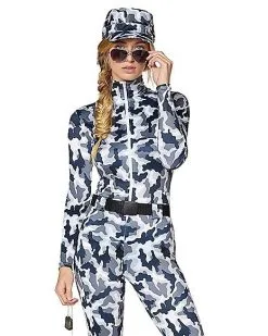 Spirit Halloween Adult Snow Camo Military Catsuit Costume -Halloween Clothing Theme Store 01425115 c