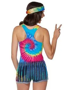 Spirit Halloween Tie Dye Fringe Tank Top -Halloween Clothing Theme Store 01425651 b