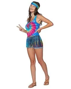 Spirit Halloween Tie Dye Fringe Tank Top -Halloween Clothing Theme Store 01425651 c