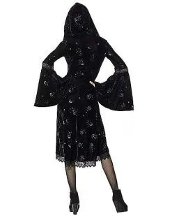 Spirit Halloween Celestial Coven Hooded Velvet Dress -Halloween Clothing Theme Store 01428283 b
