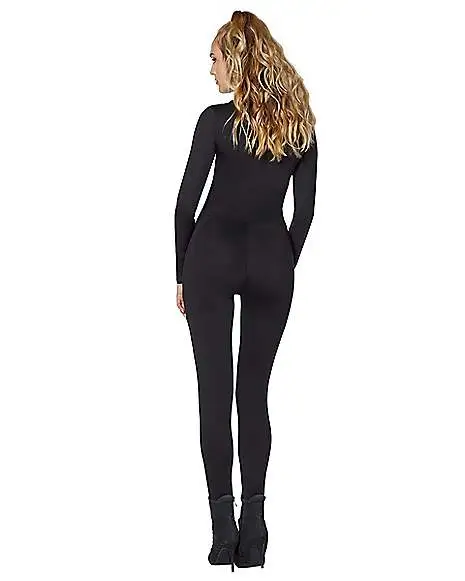 Spirit Halloween Adult Black Zip Up Catsuit 4 Spirit Halloween Adult Black Zip Up Catsuit - Image 2