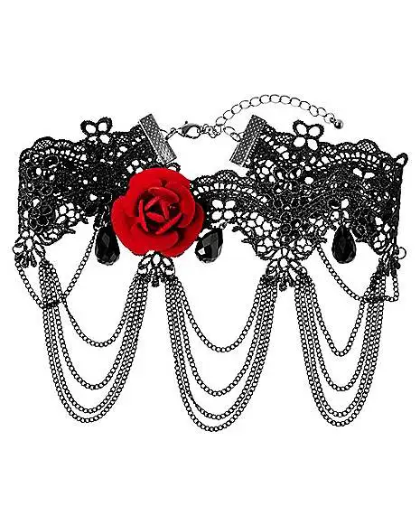 Spirit Halloween Day Of The Dead Rose Lace Choker Necklace 4 Spirit Halloween Day Of The Dead Rose Lace Choker Necklace - Image 2