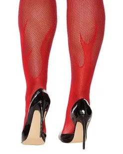 Spirit Halloween Red Devil Flame Fishnet Stockings -Halloween Clothing Theme Store 01441682 c