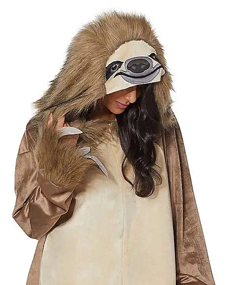 Spirit Halloween Adult Faux Fur Sloth Union Suit 4 Spirit Halloween Adult Faux Fur Sloth Union Suit - Image 2