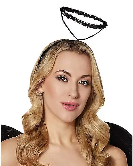 Spirit Halloween Black Sequin Fallen Angel Halo 3 Spirit Halloween Black Sequin Fallen Angel Halo