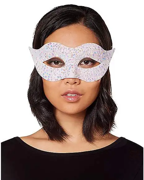 Spirit Halloween White Glitter Eye Half Mask 3 Spirit Halloween White Glitter Eye Half Mask