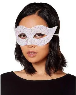 Spirit Halloween White Glitter Eye Half Mask 7 Spirit Halloween White Glitter Eye Half Mask -Halloween Clothing Theme Store 01450915 c