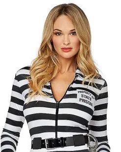 Spirit Halloween Adult Jailbird Catsuit Costume -Halloween Clothing Theme Store 01464908 c