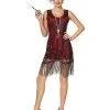 Spirit Halloween Adult Burgundy Beaded Flapper Dress -Halloween Clothing Theme Store 01470491 a