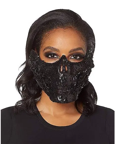 Spirit Halloween Black Skeleton Sequin Half Mask 3 Spirit Halloween Black Skeleton Sequin Half Mask