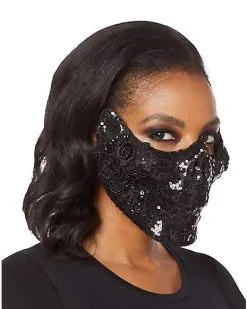 Spirit Halloween Black Skeleton Sequin Half Mask 7 Spirit Halloween Black Skeleton Sequin Half Mask -Halloween Clothing Theme Store 01473255 c