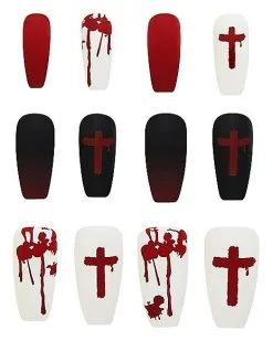 Spirit Halloween Bloody Cross Press On Nails