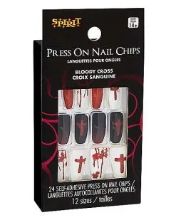 Spirit Halloween Bloody Cross Press On Nails -Halloween Clothing Theme Store 01474204 c