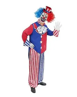 Spirit Halloween Adult Patriotic Clown Costume -Halloween Clothing Theme Store 01474337 c