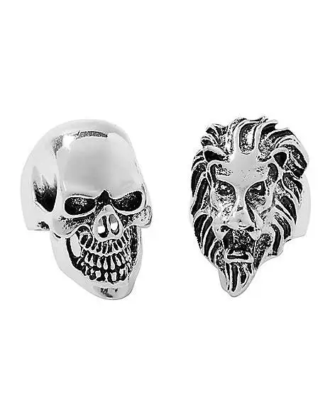 Spirit Halloween Punk Skull And Lion Rings - 2 Pack 3 Spirit Halloween Punk Skull And Lion Rings - 2 Pack