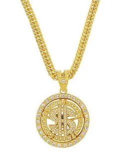 Spirit Halloween Dollar Sign Chain Necklace -Halloween Clothing Theme Store 01486844 b