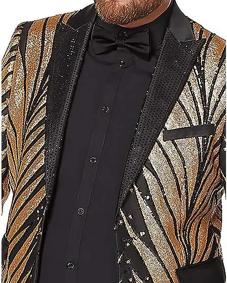 Spirit Halloween Adult '20s Gold And Black Plus Size Jacket 4 Spirit Halloween Adult '20s Gold And Black Plus Size Jacket - Image 2