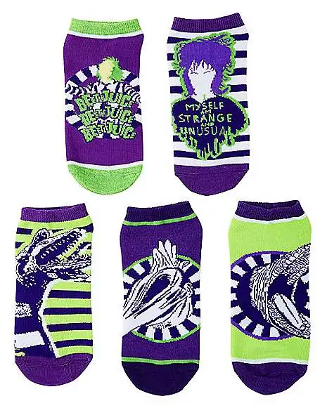 Spirit Halloween Beetlejuice Ankle Socks - 5 Pair 3 Spirit Halloween Beetlejuice Ankle Socks - 5 Pair
